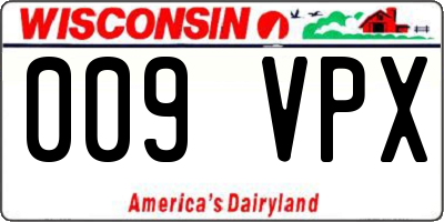 WI license plate 009VPX