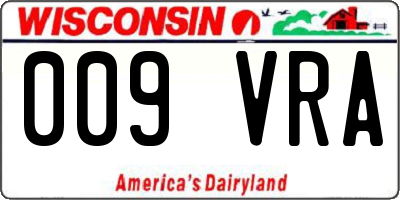 WI license plate 009VRA