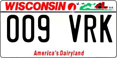 WI license plate 009VRK