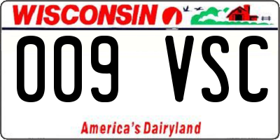 WI license plate 009VSC