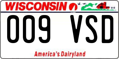 WI license plate 009VSD