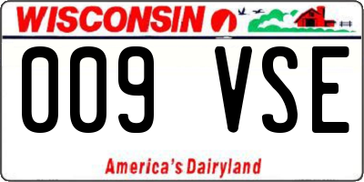 WI license plate 009VSE