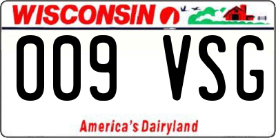 WI license plate 009VSG