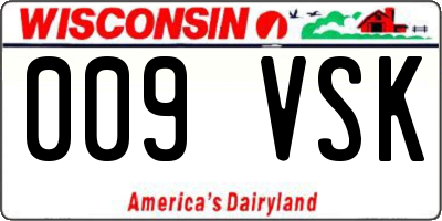 WI license plate 009VSK