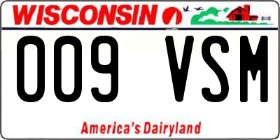 WI license plate 009VSM