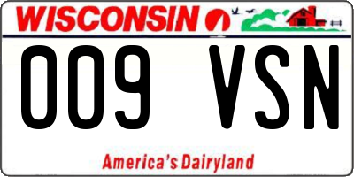 WI license plate 009VSN