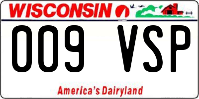 WI license plate 009VSP
