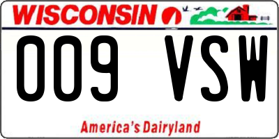 WI license plate 009VSW