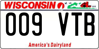 WI license plate 009VTB