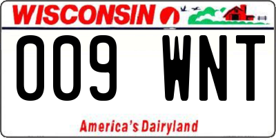 WI license plate 009WNT