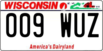 WI license plate 009WUZ