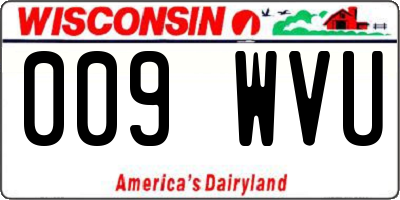 WI license plate 009WVU
