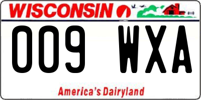 WI license plate 009WXA