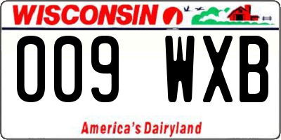 WI license plate 009WXB