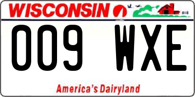 WI license plate 009WXE