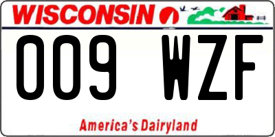 WI license plate 009WZF