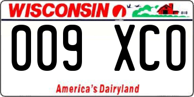 WI license plate 009XCO
