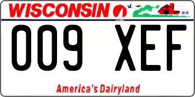 WI license plate 009XEF