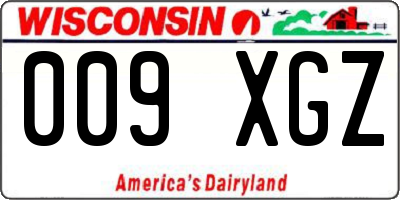 WI license plate 009XGZ