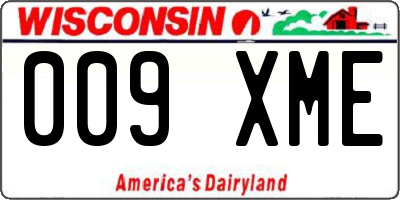 WI license plate 009XME