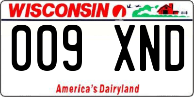 WI license plate 009XND