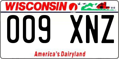 WI license plate 009XNZ