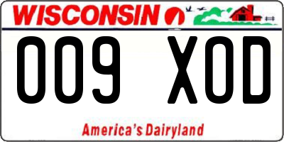 WI license plate 009XOD
