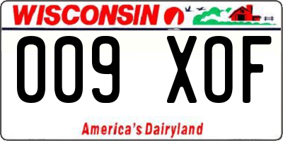 WI license plate 009XOF