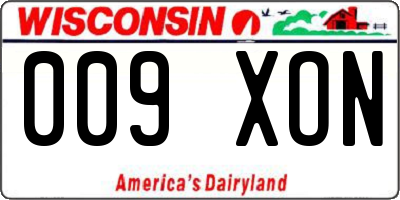 WI license plate 009XON