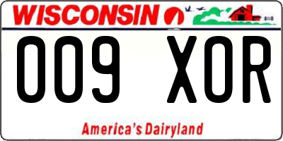 WI license plate 009XOR