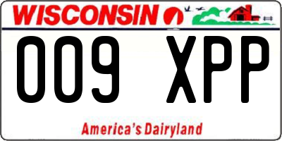 WI license plate 009XPP