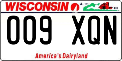 WI license plate 009XQN