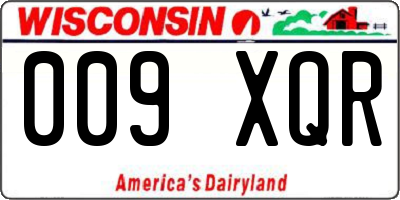 WI license plate 009XQR