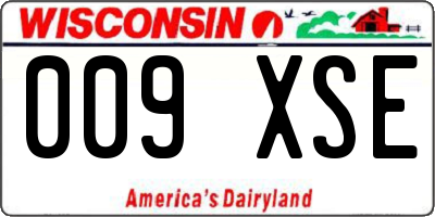 WI license plate 009XSE