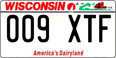 WI license plate 009XTF