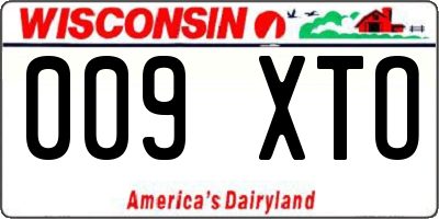 WI license plate 009XTO