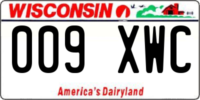 WI license plate 009XWC