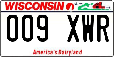 WI license plate 009XWR