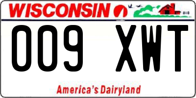WI license plate 009XWT