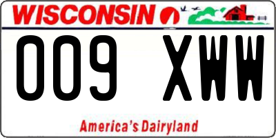 WI license plate 009XWW