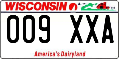 WI license plate 009XXA