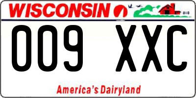 WI license plate 009XXC