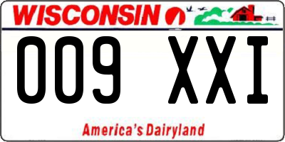 WI license plate 009XXI