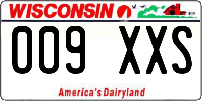 WI license plate 009XXS