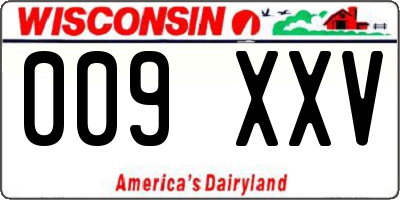 WI license plate 009XXV
