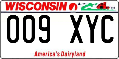 WI license plate 009XYC