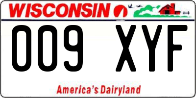 WI license plate 009XYF