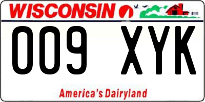 WI license plate 009XYK