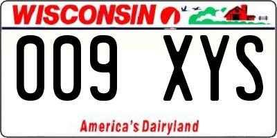 WI license plate 009XYS