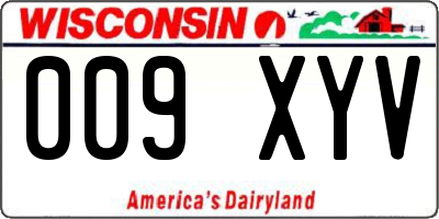 WI license plate 009XYV